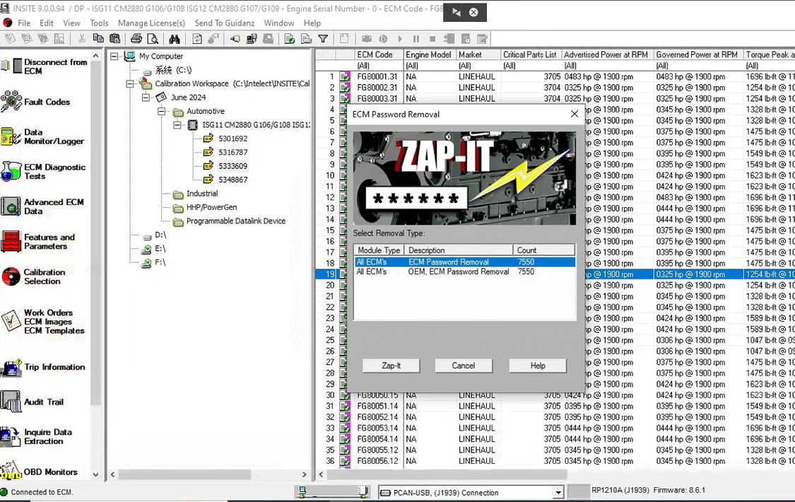 CUMMINS INSITE 9.1.1 PRO + FLEET CALS + ZAP IT + INCAL ONLINE 2025