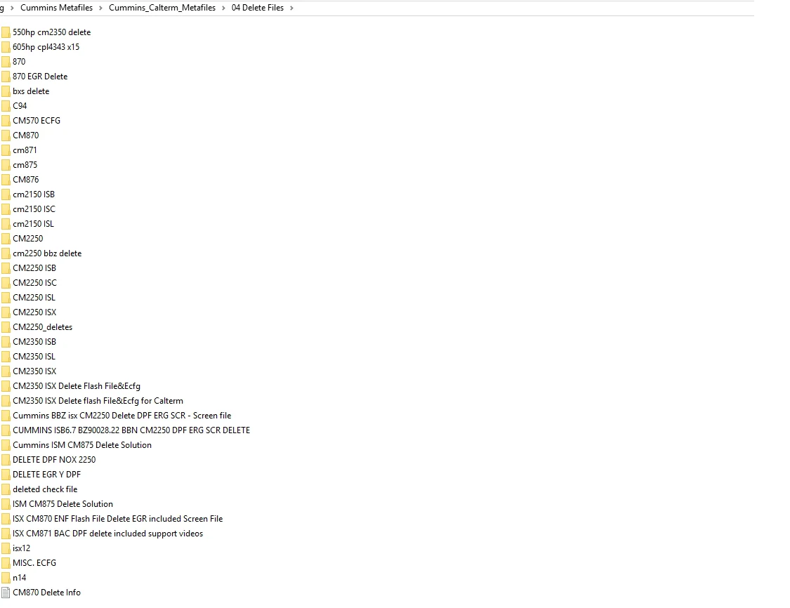 Cummins METAFILES 52GB ECFG E2M SCREEN CBF Config & Delete FILES Update 04.2022