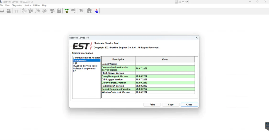 PERKINS EST 2024A ELECTRONIC SERVICE TOOL