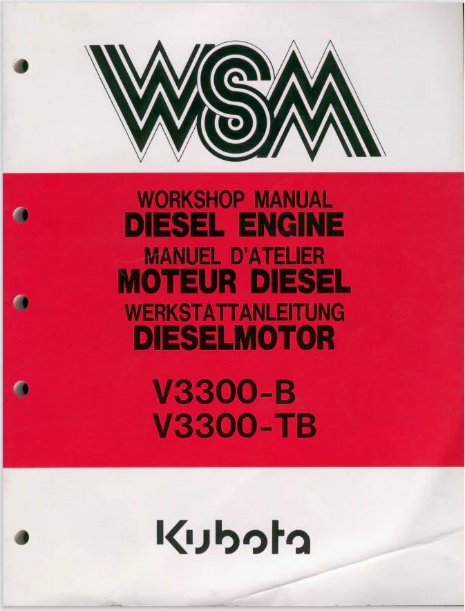 Kubota Engines Shop Manual & Parts Catalog