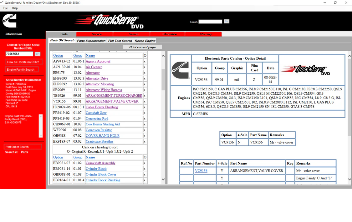 Cummins Quickserve Engines ( Parts & Manuals )