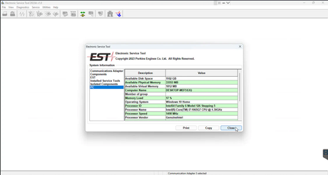 PERKINS EST 2024A ELECTRONIC SERVICE TOOL