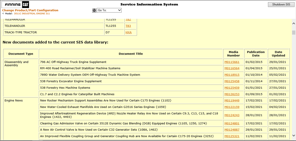 Caterpillar SIS Software