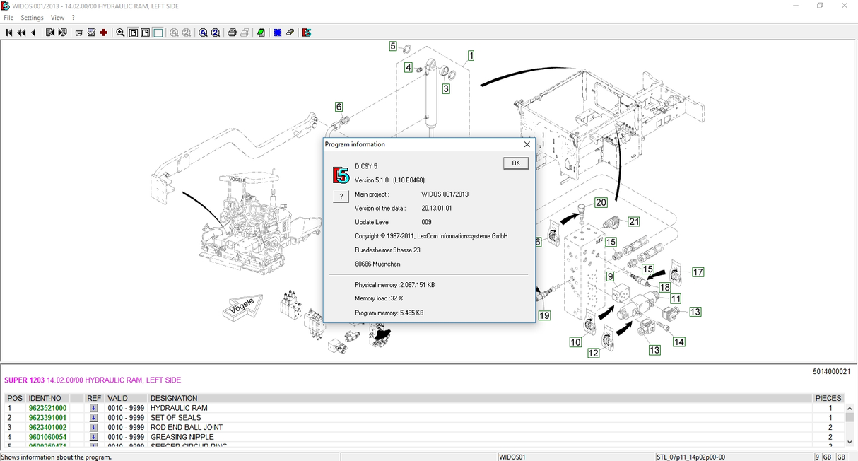 Wirtgen WIDOS Spare Parts Catalog [01.2013]