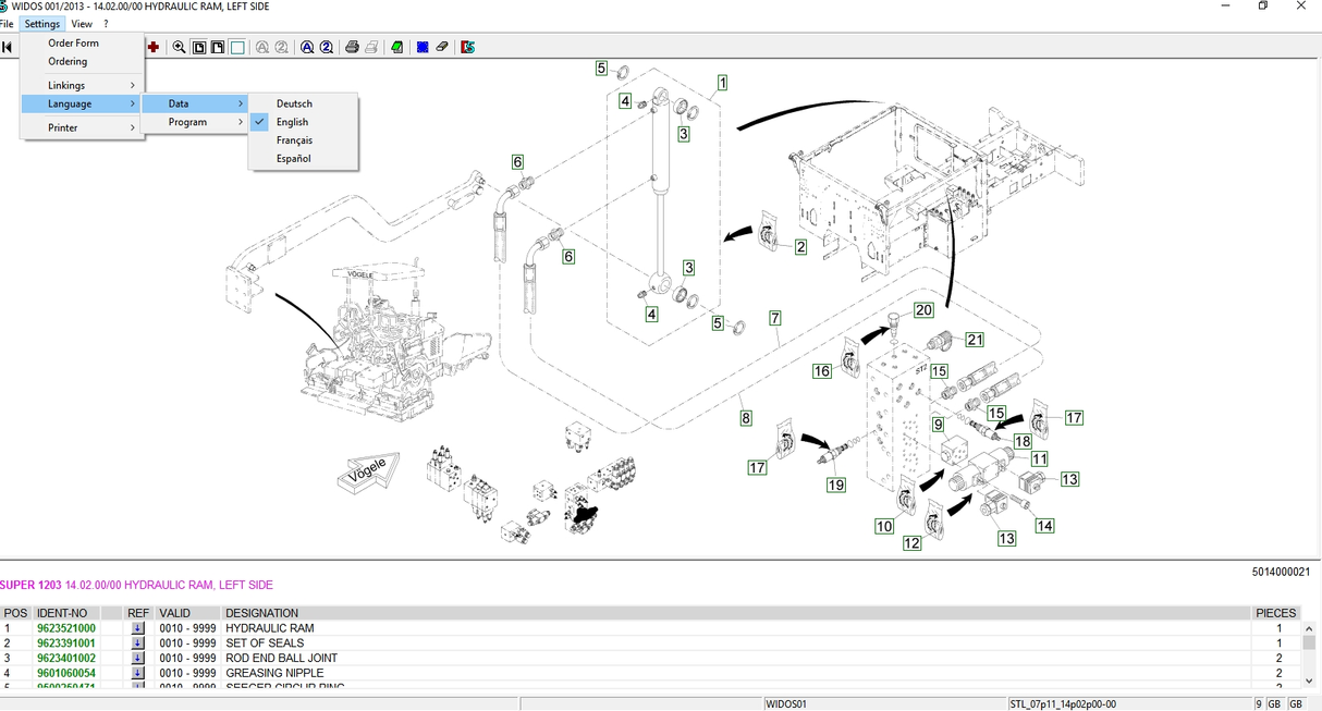 Wirtgen WIDOS Spare Parts Catalog [01.2013]